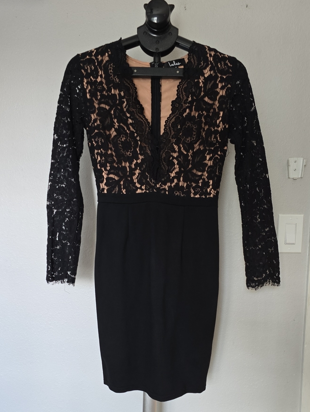 Lulus Swoon-er Or Later Black Long Sleeve Lace Dress Size M